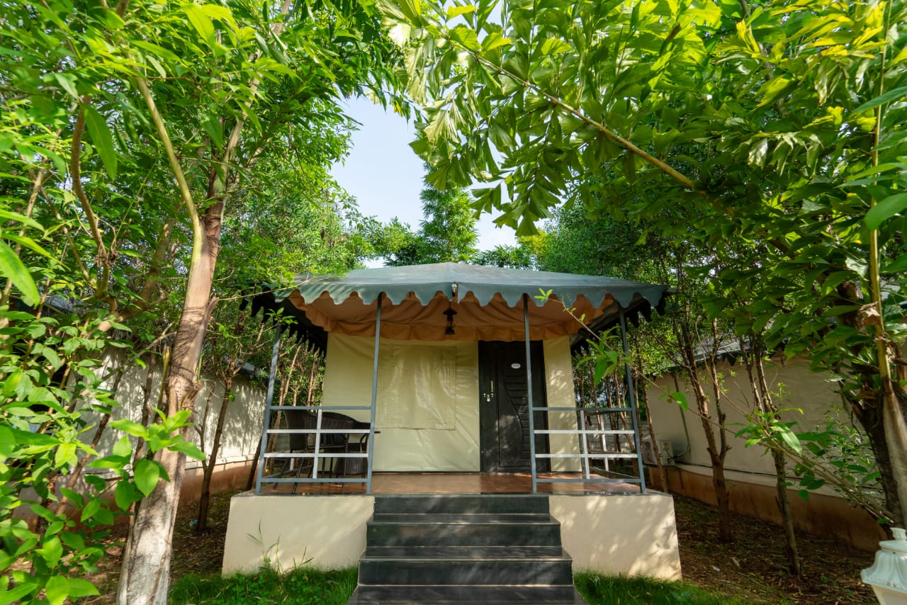 Royal tent exterior with luxurious amenities